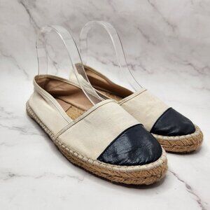 Viguera Tan Canvas Espadrille Flats Leather Toe Made in Spain Beachy Women's 9.5